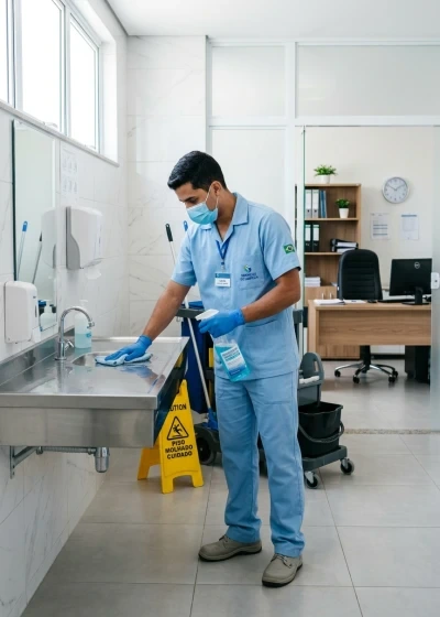 Fundamentos da Limpeza Profissional em Banheiros e Áreas Administrativas